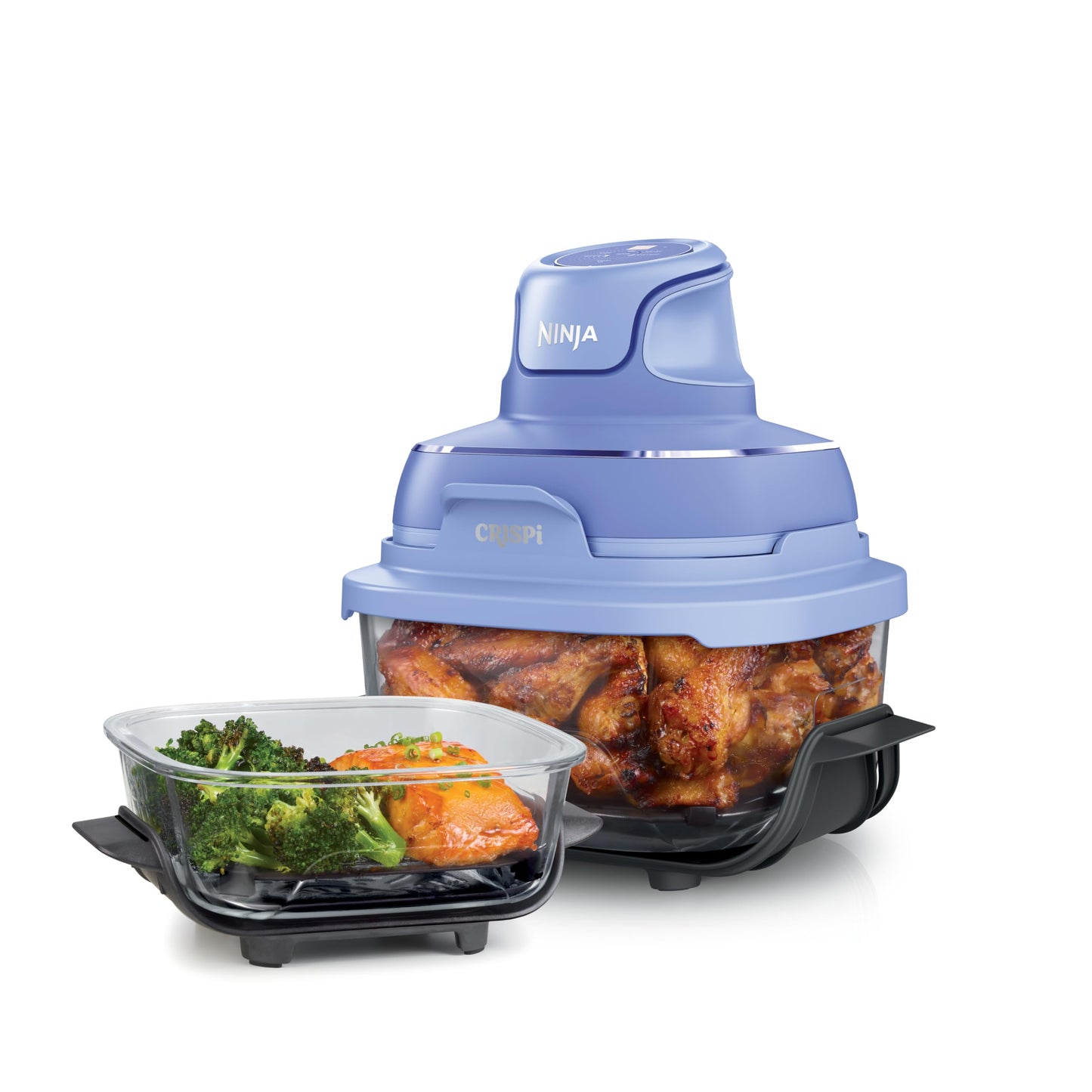Ninja Crispi 4-in-1 Glass Air Fryer | 450°F | Non-Toxic | 4QT & 6-Cup Glass Containers w/Lids | Microwave, Freezer, Dishwasher Safe | Max Crisp, Air Fry, Bake, Recrisp | Cyberspace Gray, FN101GY