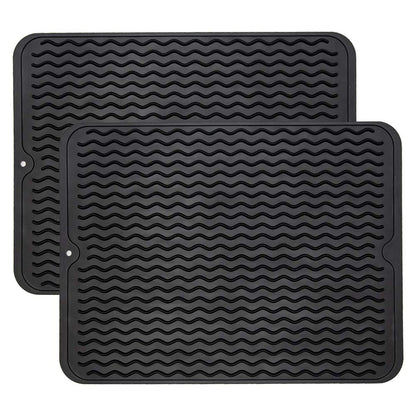 ZLR Silicone Dish Drying Mat & Heat Resistant Trivet (12" x 16") - Waterproof Counter Protector for Air Fryer, Coffee Maker - Non-Slip, BPA Free Kitchen Pad, Easy Clean Dishwasher Safe (Green)