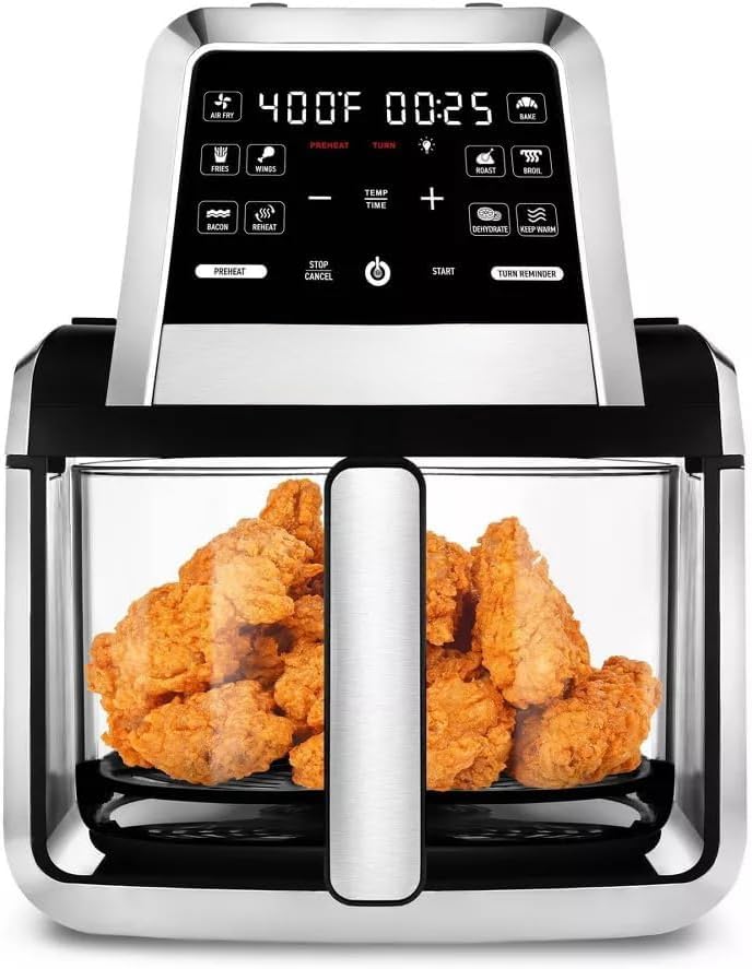 7-QT Fry ‘N Fold Digital Air Fryer - Compact, Foldable Design for Easy Storage, FryForce 360° Technology, 10 One-Touch Presets, EZ-View Glass Basket, Preheat & Turn Food Reminder