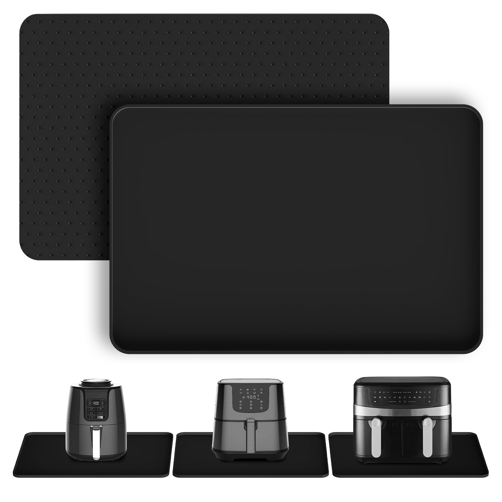 Silicone Heat Resistant Mats for Countertop,24x16 Inch Air Fryer Mat with Kitchen Accessories Holder Pad for Microwave/Oven,Compatible with Ninja/Cosori/Chefman/Toshiba,Kitchen Countertop Protector