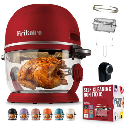 Non Toxic Air Fryer™ Pro | 9-in-1 Glass Air Fryer | Self-Cleaning | 5 Quart | Rotisserie and Tumbler | 400F Vortex For Even Cooking, BPA-Free Teflon Free, Recrisp, Roast, Bake, White