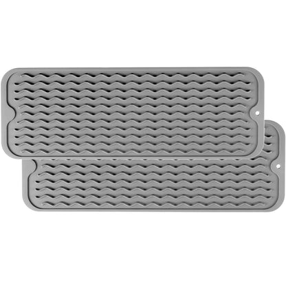 ZLR Silicone Dish Drying Mat & Heat Resistant Trivet (12" x 16") - Waterproof Counter Protector for Air Fryer, Coffee Maker - Non-Slip, BPA Free Kitchen Pad, Easy Clean Dishwasher Safe (Green)