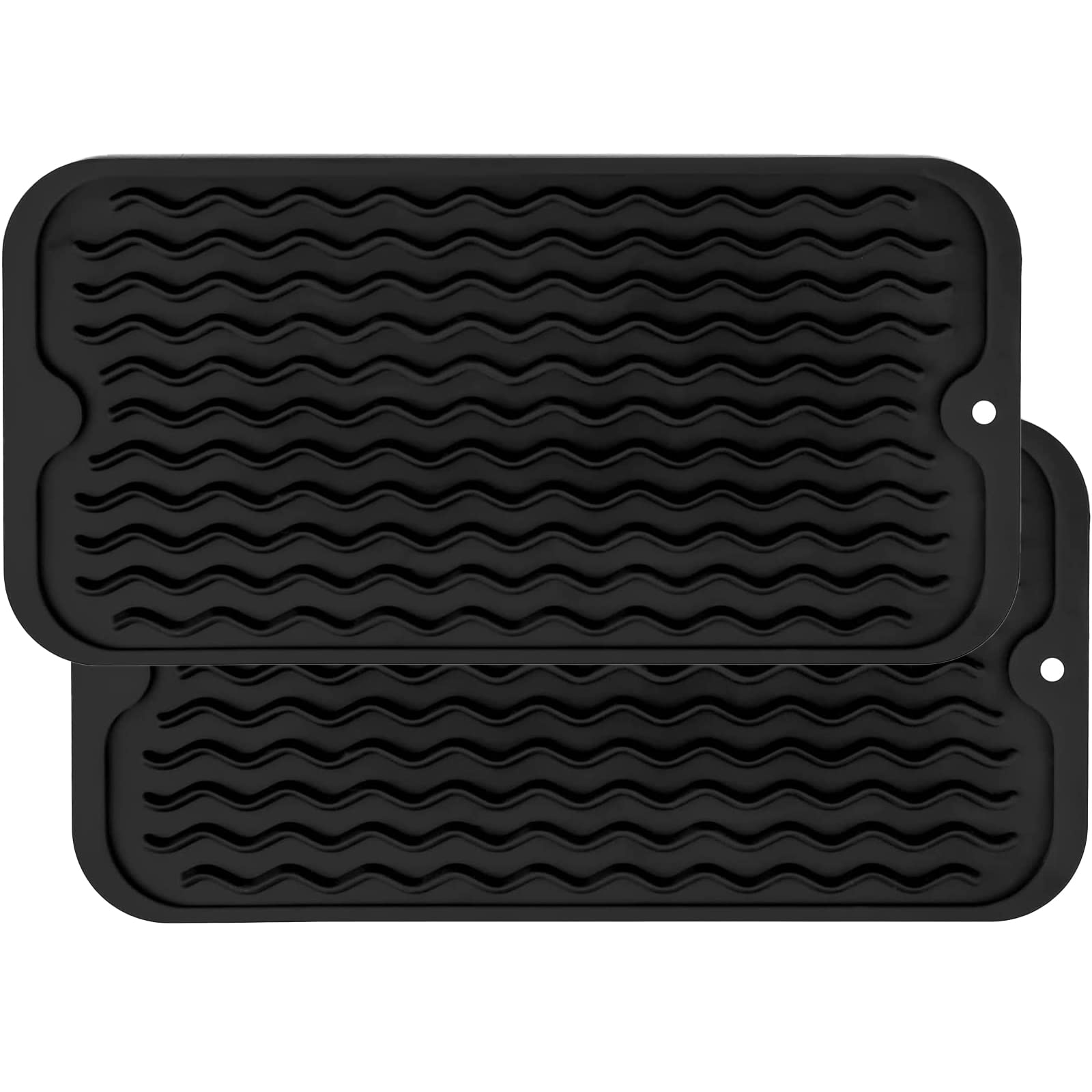 ZLR Silicone Dish Drying Mat & Heat Resistant Trivet (12" x 16") - Waterproof Counter Protector for Air Fryer, Coffee Maker - Non-Slip, BPA Free Kitchen Pad, Easy Clean Dishwasher Safe (Green)