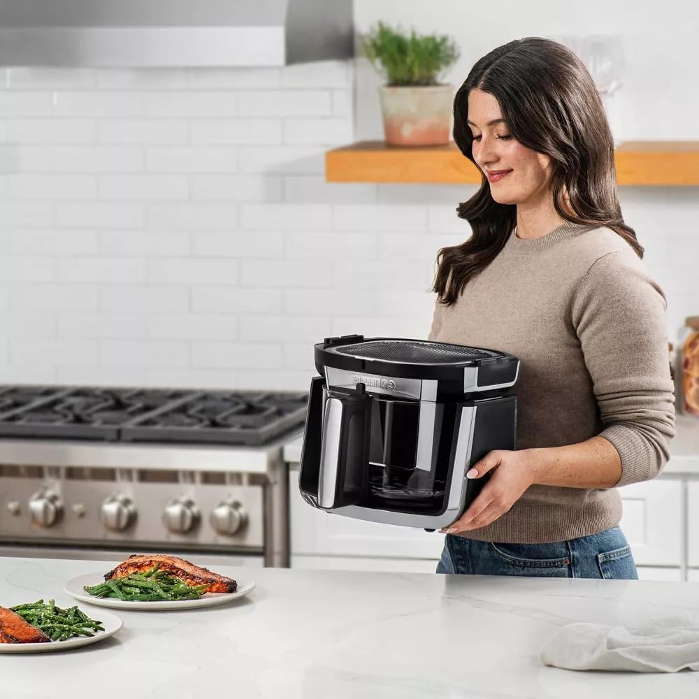 7-QT Fry ‘N Fold Digital Air Fryer - Compact, Foldable Design for Easy Storage, FryForce 360° Technology, 10 One-Touch Presets, EZ-View Glass Basket, Preheat & Turn Food Reminder