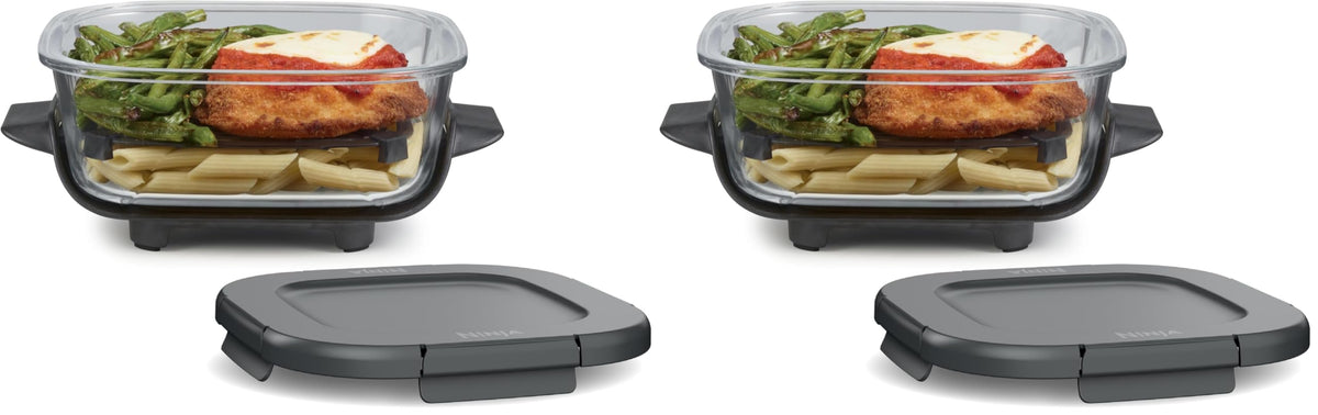 Ninja 4-QT CleanCrisp™ Glassware Container with Storage lid, Compatible with Ninja Crispi Portable Cooking System, Microwave, Freezer & Dishwasher Safe, PFAS & PTFE Free Glass, XSKSFN4QT