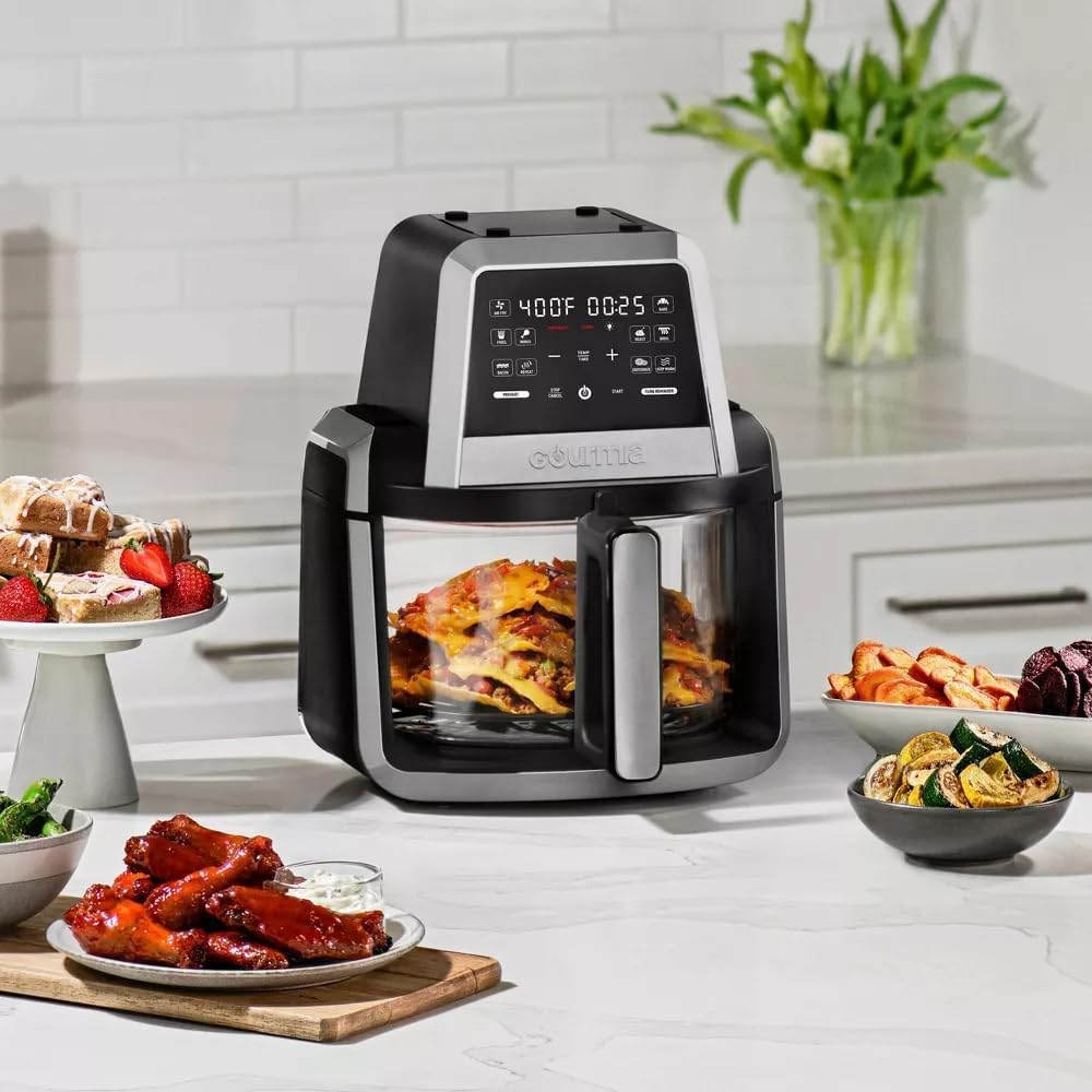 7-QT Fry ‘N Fold Digital Air Fryer - Compact, Foldable Design for Easy Storage, FryForce 360° Technology, 10 One-Touch Presets, EZ-View Glass Basket, Preheat & Turn Food Reminder