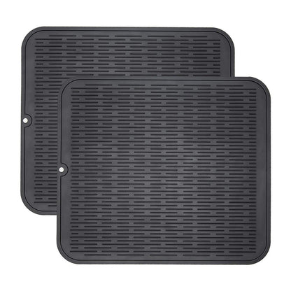 ZLR Silicone Dish Drying Mat & Heat Resistant Trivet (12" x 16") - Waterproof Counter Protector for Air Fryer, Coffee Maker - Non-Slip, BPA Free Kitchen Pad, Easy Clean Dishwasher Safe (Green)