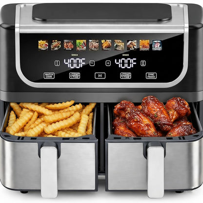 HealSmart 10-in-1 Glass Air Fryer, 4.7QT Non-Toxic Healthy Air Fryer with Rapid Air Crisping Technology, Versatile Functions for Bake, Roast, Dehydrate & Reheat, Nonstick & Dishwasher Safe Design