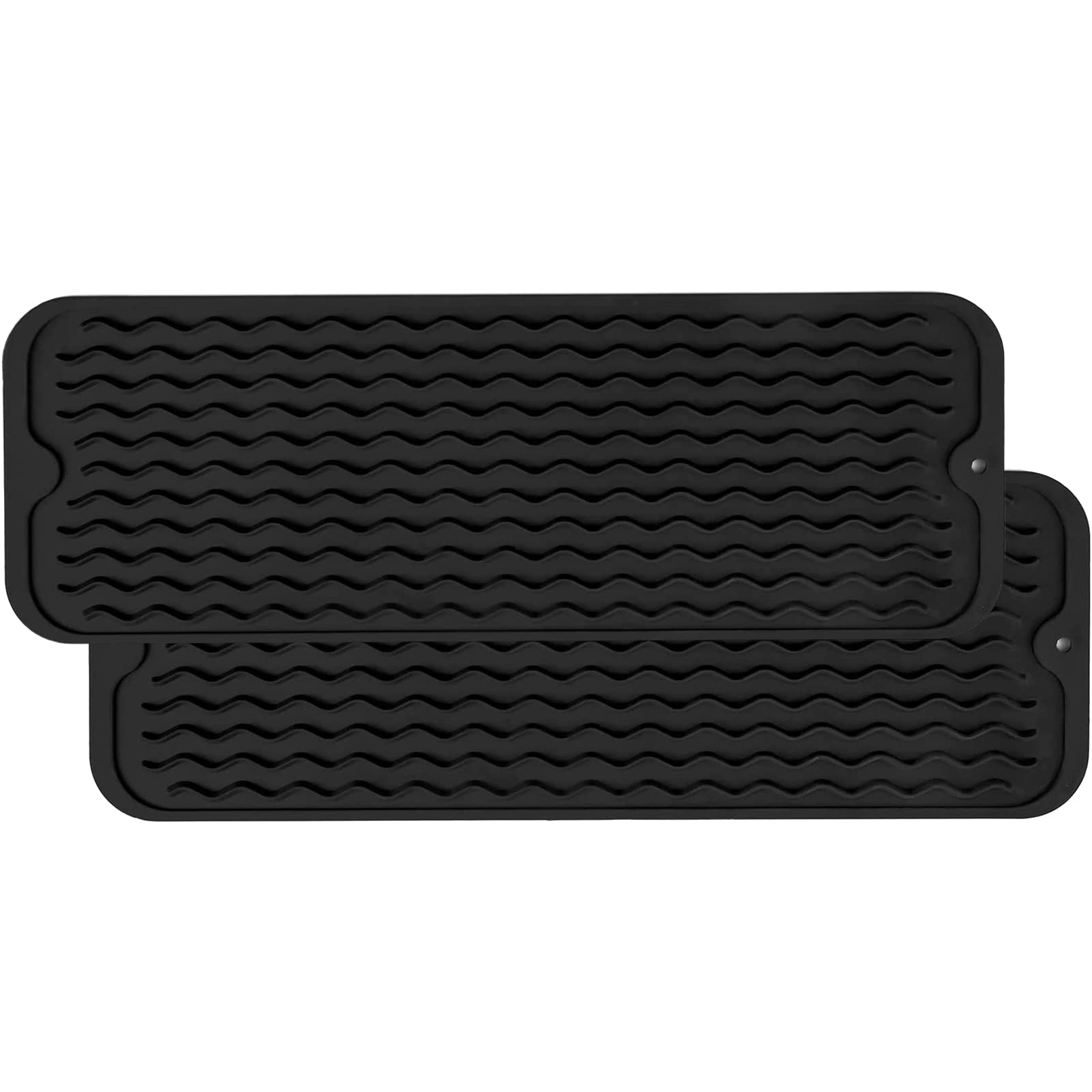 ZLR Silicone Dish Drying Mat & Heat Resistant Trivet (12" x 16") - Waterproof Counter Protector for Air Fryer, Coffee Maker - Non-Slip, BPA Free Kitchen Pad, Easy Clean Dishwasher Safe (Green)