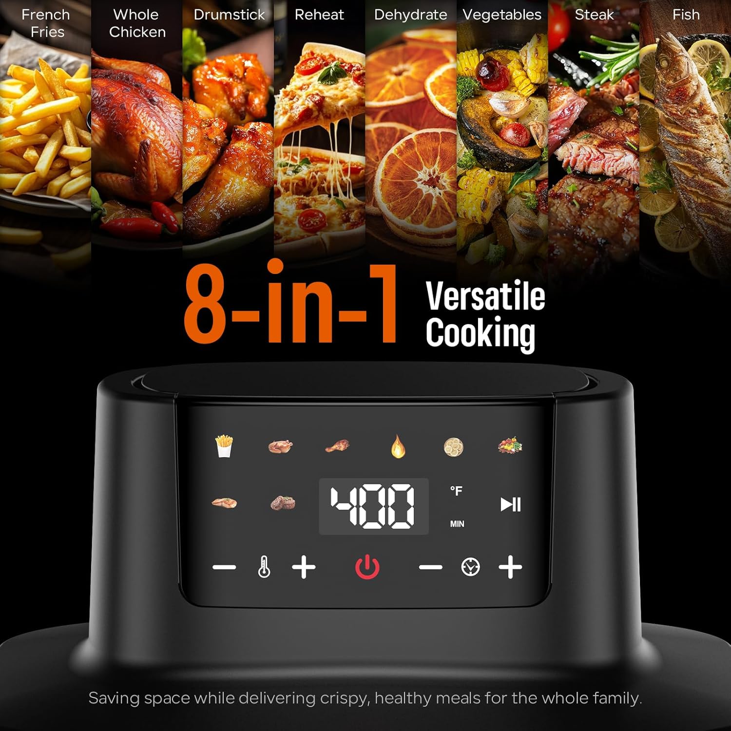 Glass Air Fryer Non Toxic, 6.3QT & 4.4QT Air Fryer with Dual Glass Baskets with Lids, 8-in-1 Portable Air Fryers Cristal, PFOA & PFAS-Free, Dishwasher Safe, Ideal Kitchen Gift