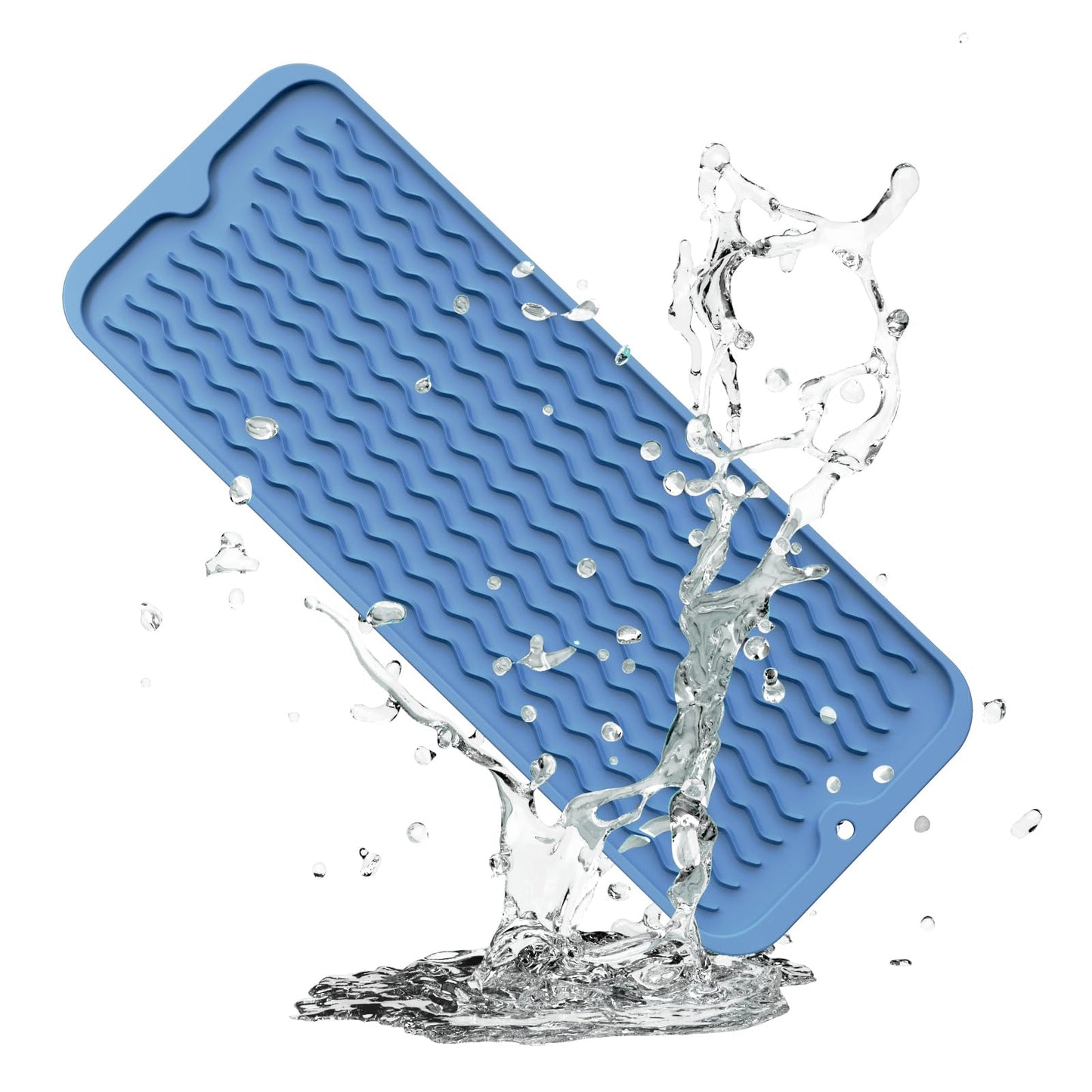 ZLR Silicone Dish Drying Mat & Heat Resistant Trivet (12" x 16") - Waterproof Counter Protector for Air Fryer, Coffee Maker - Non-Slip, BPA Free Kitchen Pad, Easy Clean Dishwasher Safe (Green)