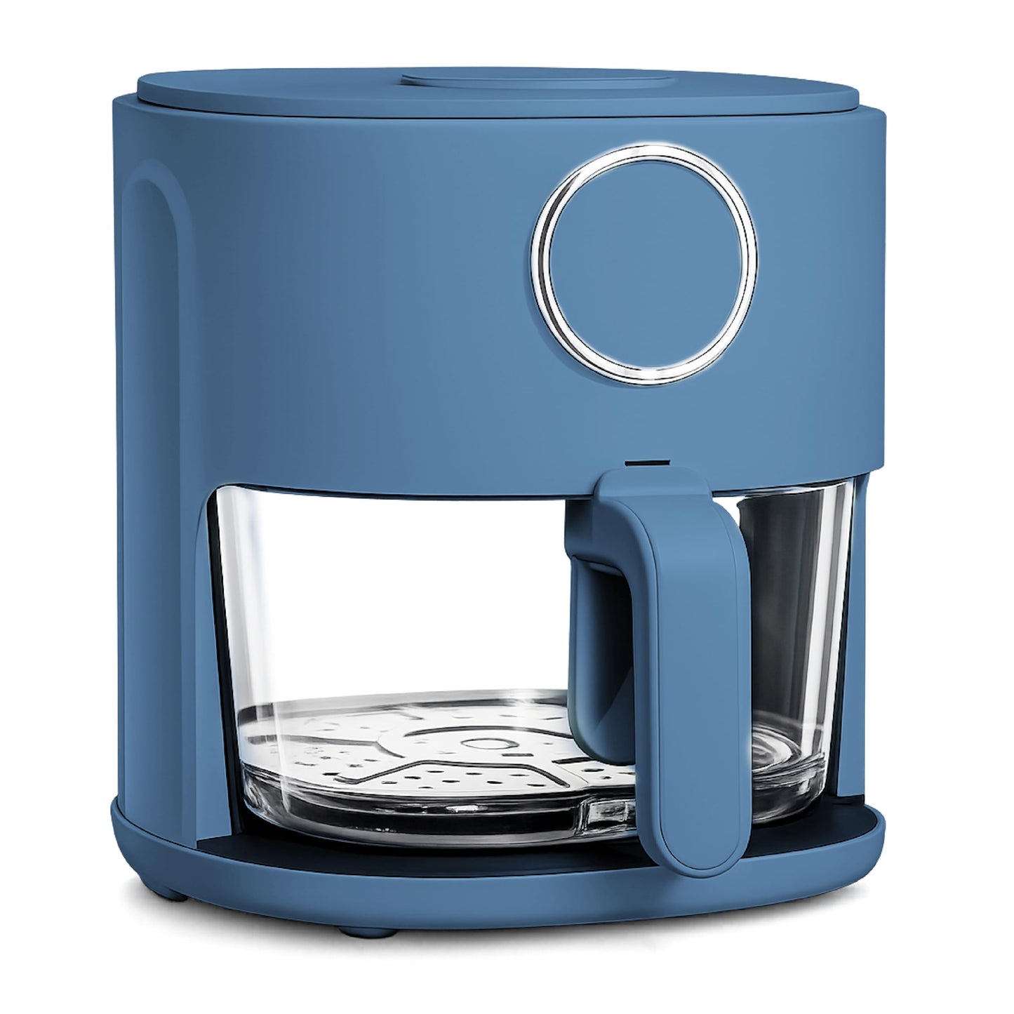 COOK WITH COLOR Colorful 1200W 4Qt Air Fryer: Glass Basket, Dishwasher Safe, 60min Timer, 6 Presets, Temp Control 175F-400F, 4 QT, Slate Blue
