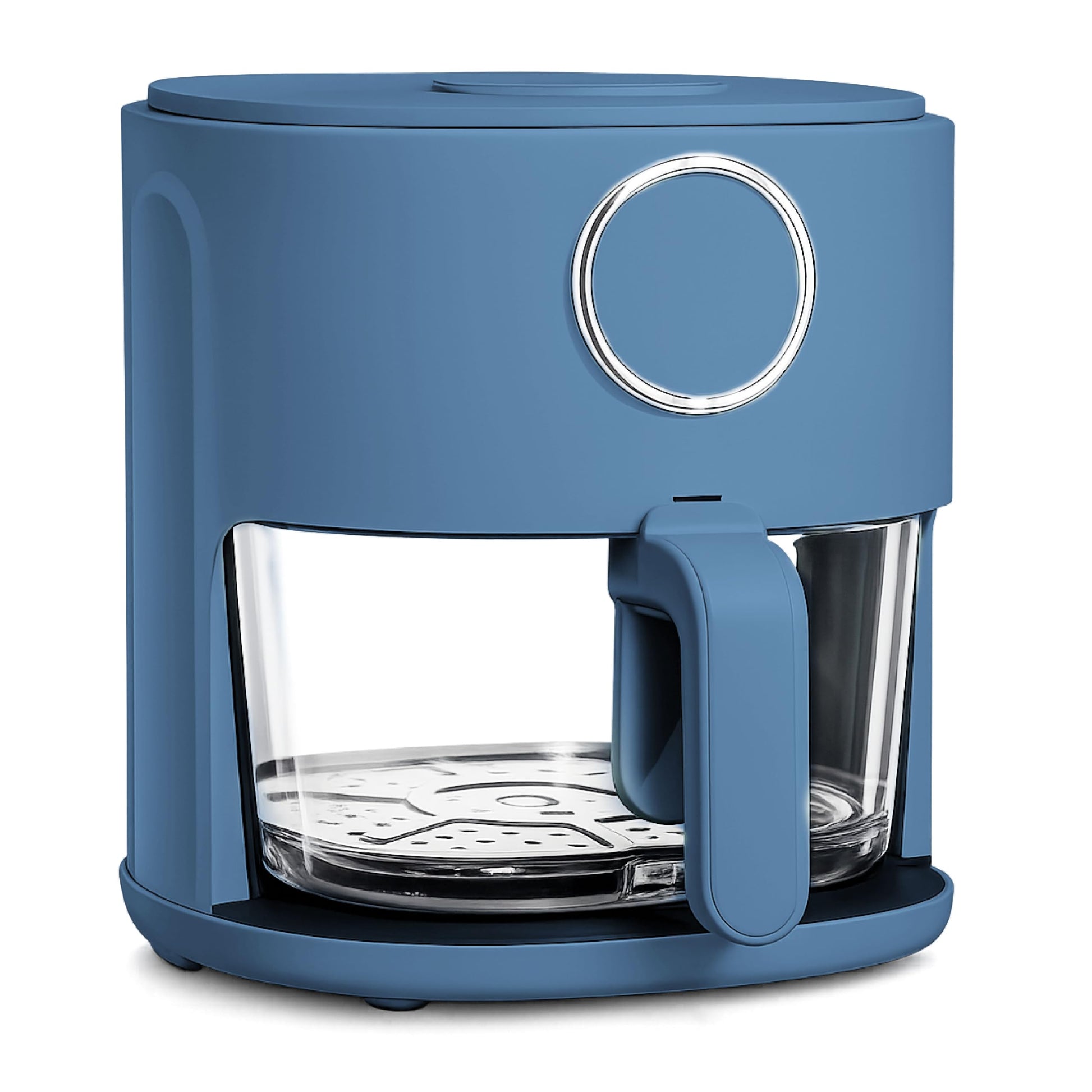 COOK WITH COLOR Colorful 1200W 4Qt Air Fryer: Glass Basket, Dishwasher Safe, 60min Timer, 6 Presets, Temp Control 175F-400F, 4 QT, Slate Blue