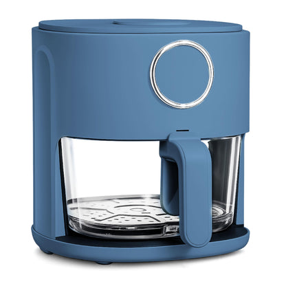 COOK WITH COLOR Colorful 1200W 4Qt Air Fryer: Glass Basket, Dishwasher Safe, 60min Timer, 6 Presets, Temp Control 175F-400F, 4 QT, Slate Blue