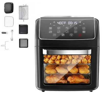 NEWBULIG 4.7Qt Glass Air Fryer, 10 in 1 Air Fryers with Timer, 105 to 395°F Wider Temperature, 360° Visibility, Dishwasher Safe, Roast Bake Dehydrate Reheat, Nonstick & Easy-Clean Basket, 1300W