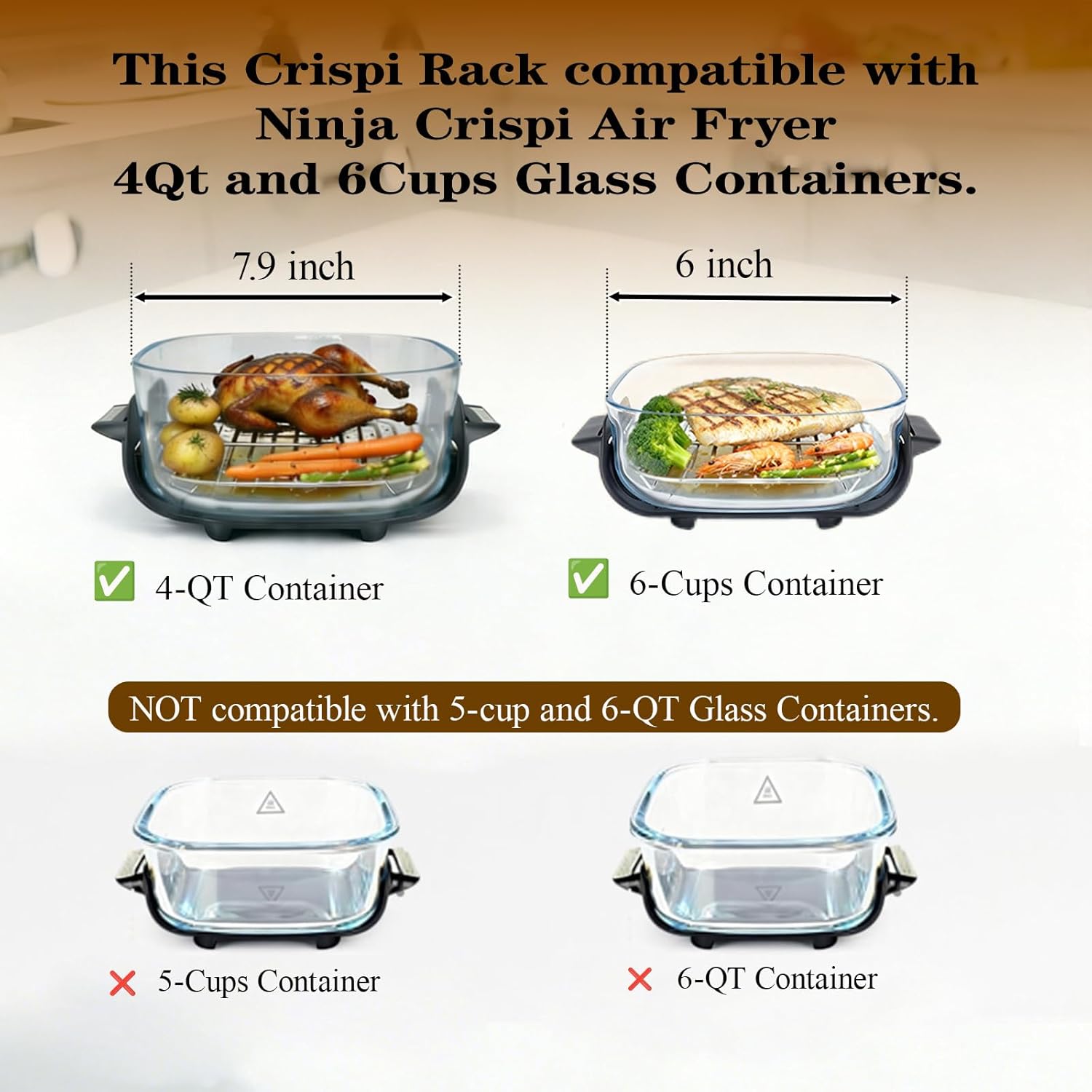 2pcs Crisper Rack for Ninja Crispi Air Fryer Fit for FN101 Ninja Crispi Accessories Air Fryer Replacement Parts AS101 Food Grade Stainless Steel