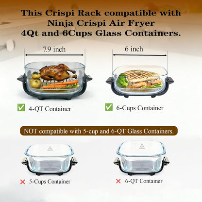 2pcs Crisper Rack for Ninja Crispi Air Fryer Fit for FN101 Ninja Crispi Accessories Air Fryer Replacement Parts AS101 Food Grade Stainless Steel