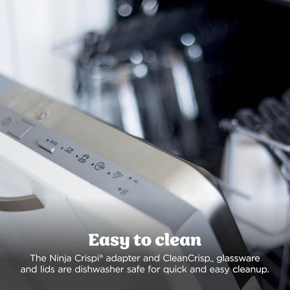Ninja Crispi 4-in-1 Glass Air Fryer | 450°F | Non-Toxic | 4QT & 6-Cup Glass Containers w/Lids | Microwave, Freezer, Dishwasher Safe | Max Crisp, Air Fry, Bake, Recrisp | Stone | FN101ST