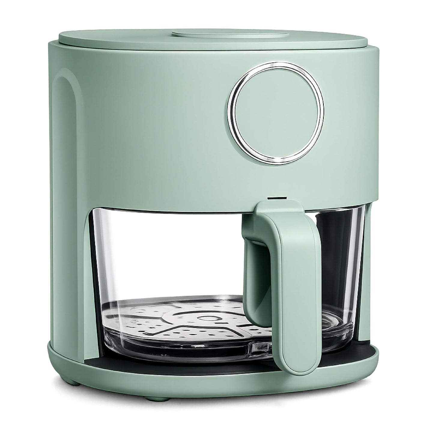 COOK WITH COLOR Colorful 1200W 4Qt Air Fryer: Glass Basket, Dishwasher Safe, 60min Timer, 6 Presets, Temp Control 175F-400F, 4 QT, Slate Blue