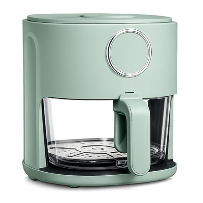 COOK WITH COLOR Colorful 1200W 4Qt Air Fryer: Glass Basket, Dishwasher Safe, 60min Timer, 6 Presets, Temp Control 175F-400F, 4 QT, Slate Blue