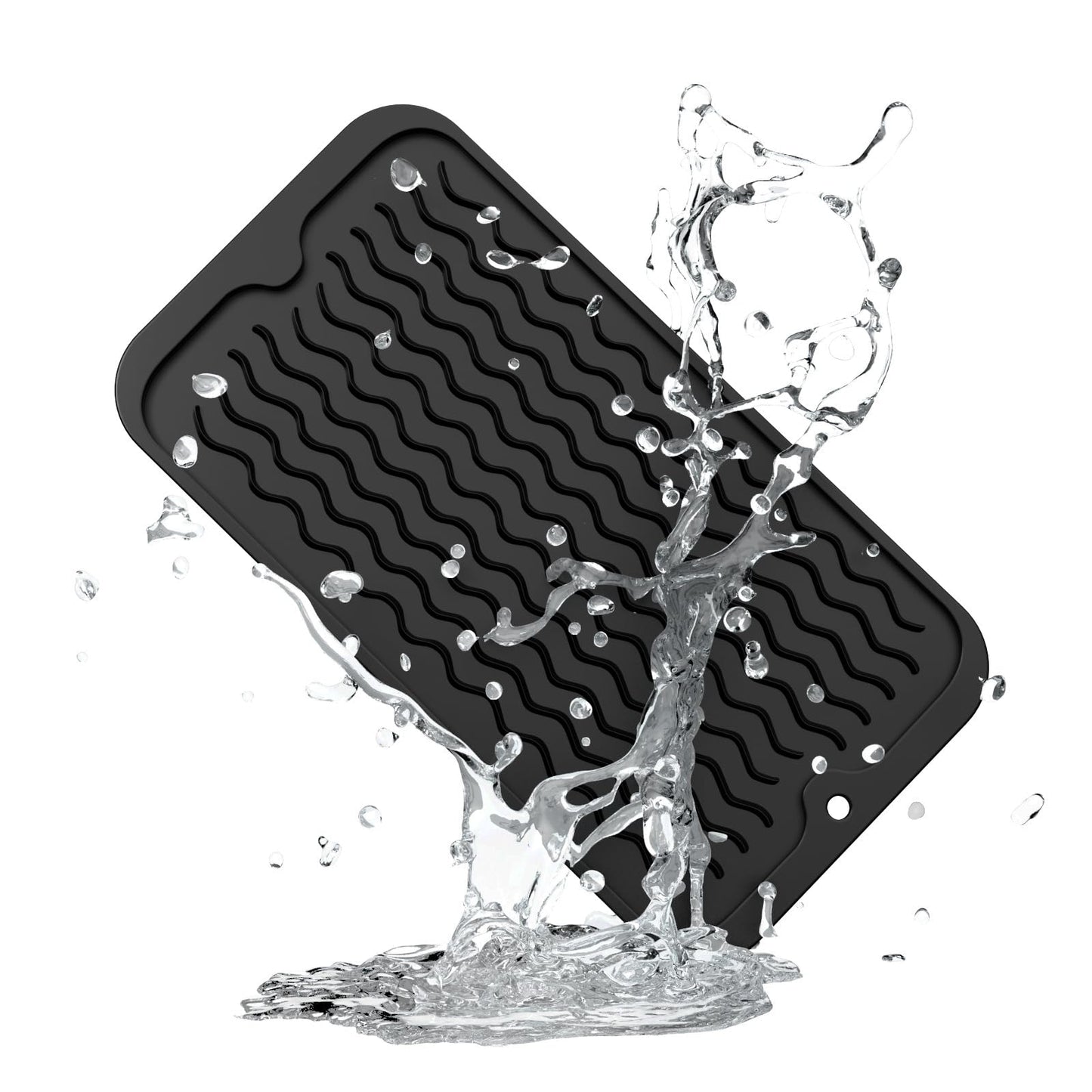 ZLR Silicone Dish Drying Mat & Heat Resistant Trivet (12" x 16") - Waterproof Counter Protector for Air Fryer, Coffee Maker - Non-Slip, BPA Free Kitchen Pad, Easy Clean Dishwasher Safe (Green)