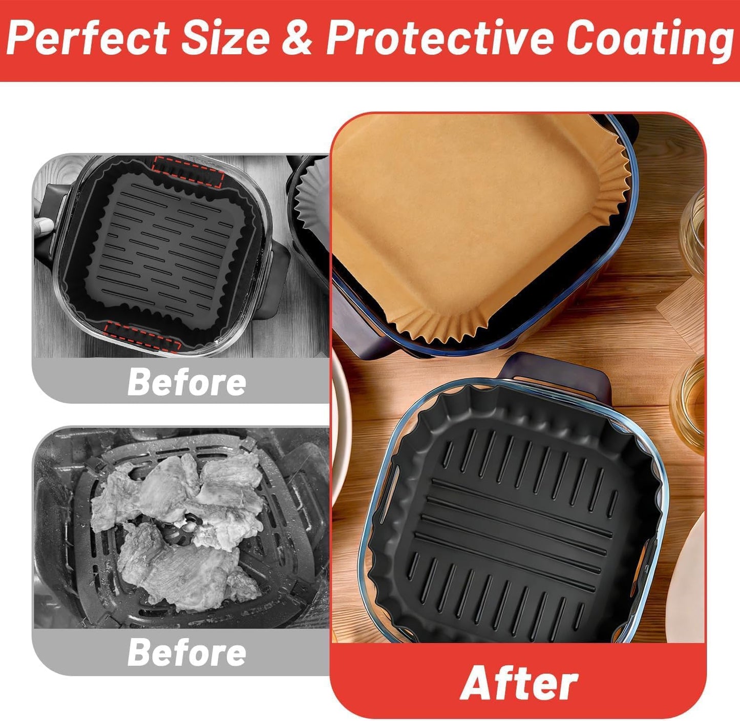 Air Fryer Accessories for Ninja Crispi Pro 6-in-1 Glass Airfryer AS101CY | AS101DG | AS101LG, 6 Piece Ninja Crispi Pro Accessories Silicone Liners, Paper Liners, Grill, Pizza Pan, 7-Hole Muffin Pan