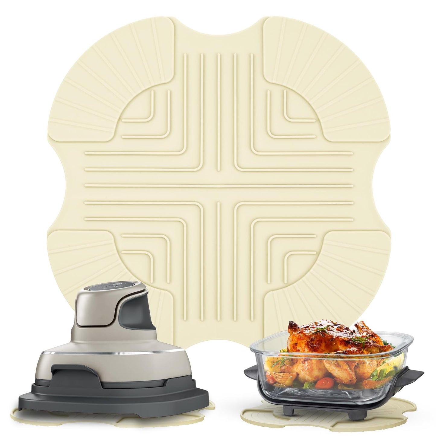 2 PCS Air Fryer Trivets Silicone and Splatter Shield for Ninja Crispi,Heat Resistant Mat for Air Fryer for Air Fryer Accessories,for Ninja Combi Accessories Kitchen Air Fryer Trivet(Dark Blue&Black)