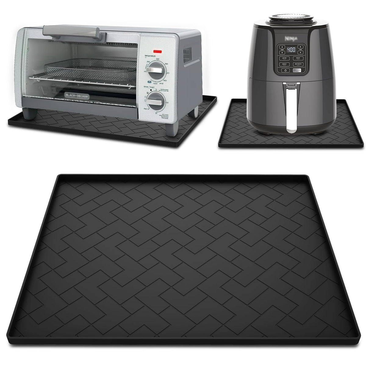 Silicone Heat Resistant Mat For Air Fryer-18''x15''x0.5''Perfect for Ninja,Cosori,Chefman and Most Air Fryers Bottom Silicone air fryer accessories-Protects Countertops From Damage and Scratches