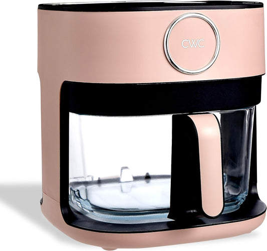 COOK WITH COLOR 1400W 5.5Qt Digital Kitchen Air Fryer with Glass Basket, 8 Presets Healthy Cooking Options, Bake, Fry, Reheat, 60-Min Timer, Adjustable Temperature Control 175°F–400°F, Blush