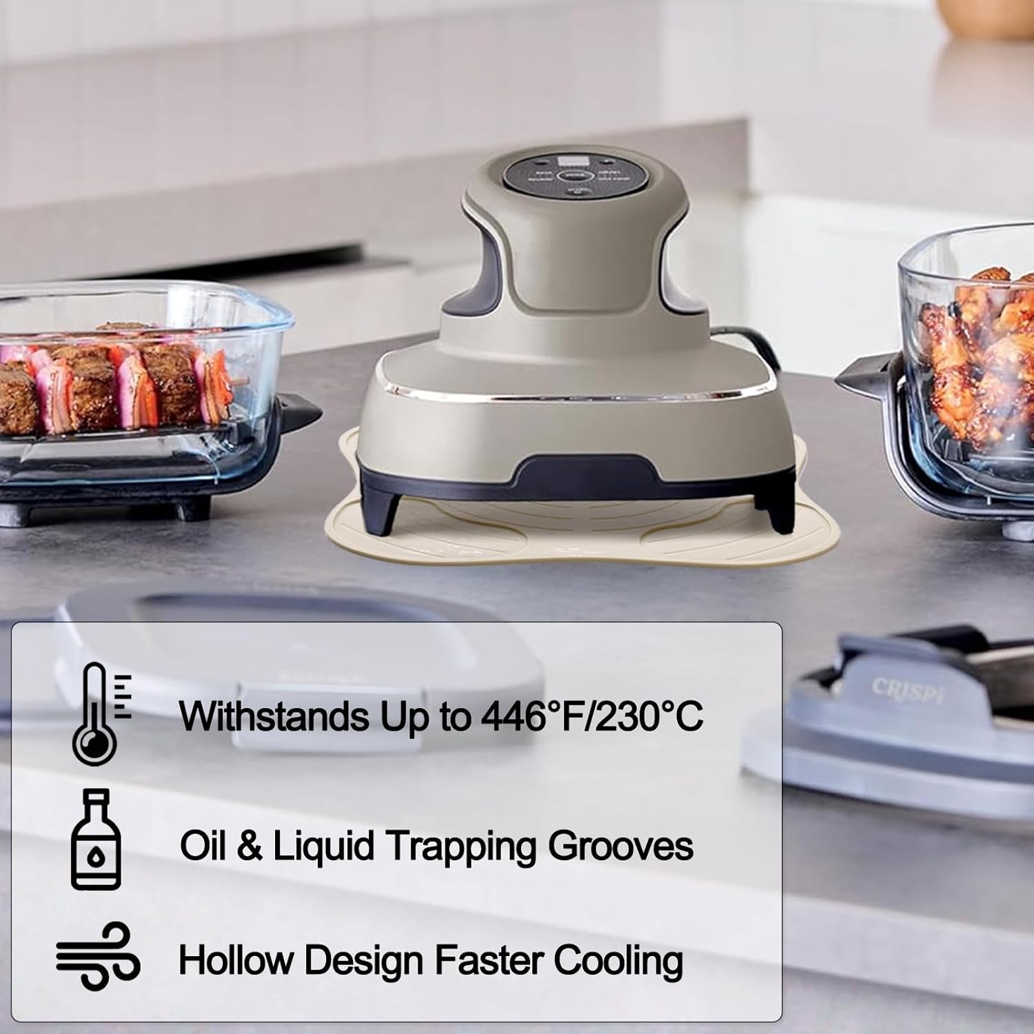 Air Fryer Trivets Silicone for Ninja Crispi, Hot Pads for Ninja Crispi Airfryer Accessories, Versatile Kitchen Countertop Potholders Suitable for Fondue Mats and Spoon Rests