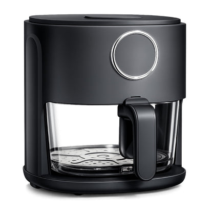 COOK WITH COLOR Colorful 1200W 4Qt Air Fryer: Glass Basket, Dishwasher Safe, 60min Timer, 6 Presets, Temp Control 175F-400F, 4 QT, Slate Blue