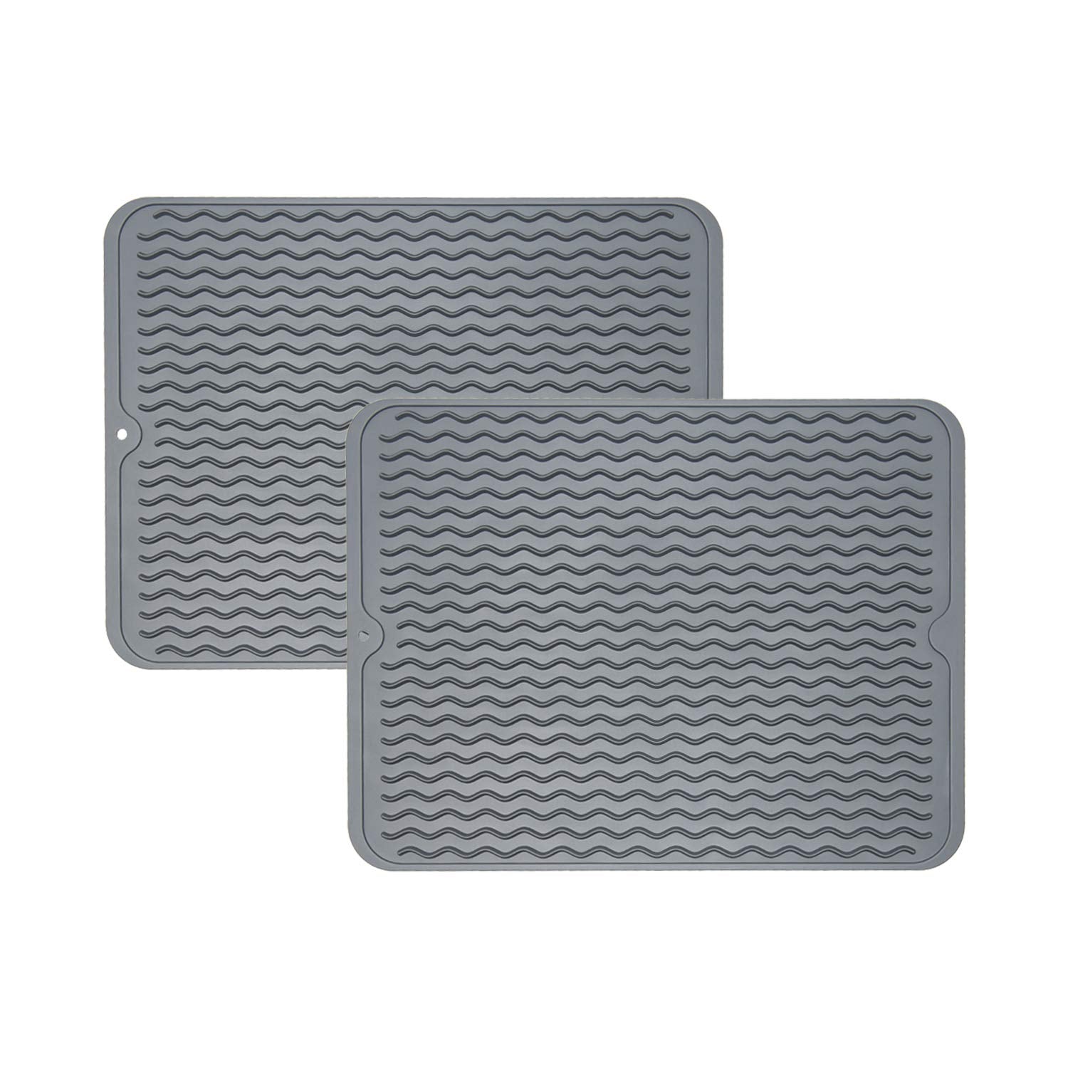 ZLR Silicone Dish Drying Mat & Heat Resistant Trivet (12" x 16") - Waterproof Counter Protector for Air Fryer, Coffee Maker - Non-Slip, BPA Free Kitchen Pad, Easy Clean Dishwasher Safe (Green)