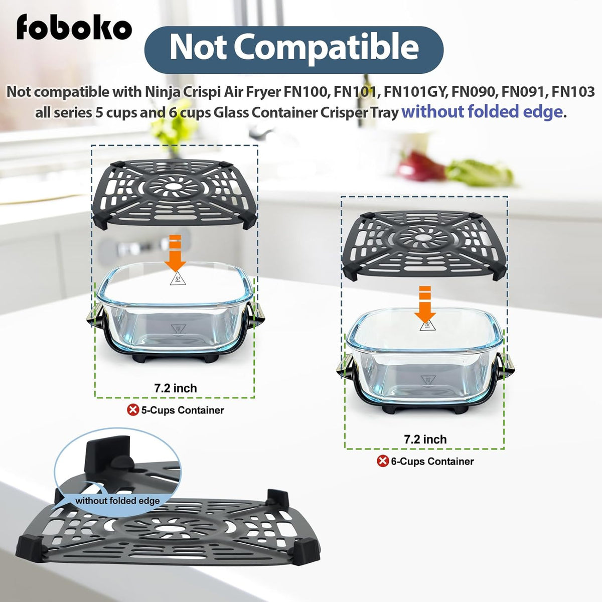 Silicone Bumper for Ninja Crispi Air Fryer FN101, Ninja Crispi accessories, Ninja Crispi Replacement Parts, Food Grade, Black.
