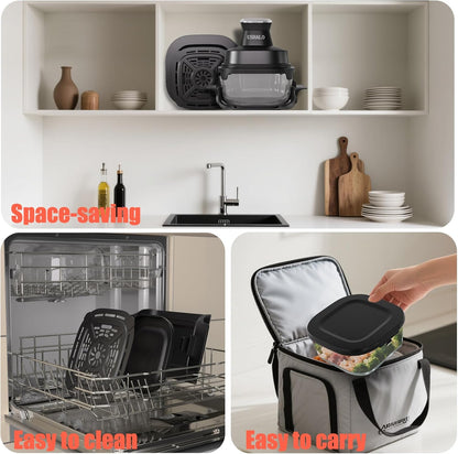 4.4QT Glass Air Fryer Non-Toxic, 4 Presets & Manual Control, 180-400℉ Precise Heat Smart Air Fryer Oven, Auto-Pause & Resume, Microwave & Dishwasher Safe Dual Glass Container
