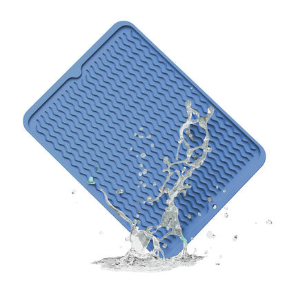 ZLR Silicone Dish Drying Mat & Heat Resistant Trivet (12" x 16") - Waterproof Counter Protector for Air Fryer, Coffee Maker - Non-Slip, BPA Free Kitchen Pad, Easy Clean Dishwasher Safe (Green)