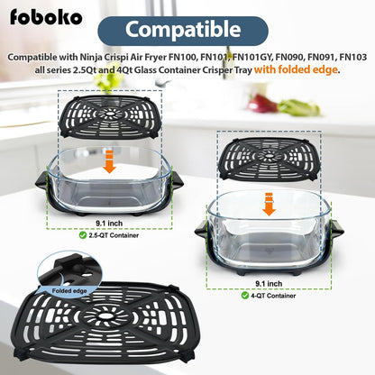 Silicone Bumper for Ninja Crispi Air Fryer FN101, Ninja Crispi accessories, Ninja Crispi Replacement Parts, Food Grade, Black.