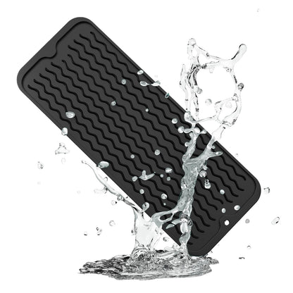 ZLR Silicone Dish Drying Mat & Heat Resistant Trivet (12" x 16") - Waterproof Counter Protector for Air Fryer, Coffee Maker - Non-Slip, BPA Free Kitchen Pad, Easy Clean Dishwasher Safe (Green)
