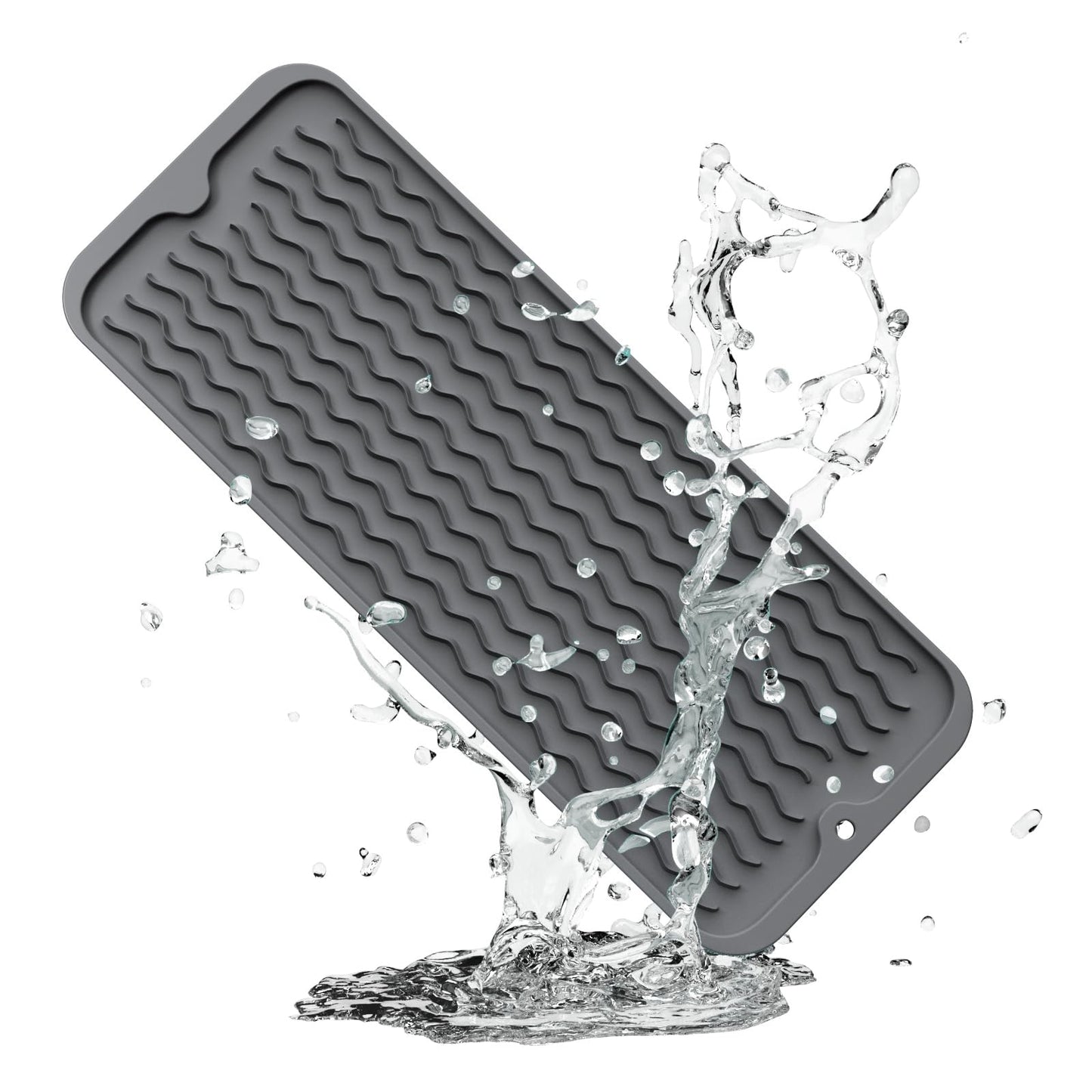 ZLR Silicone Dish Drying Mat & Heat Resistant Trivet (12" x 16") - Waterproof Counter Protector for Air Fryer, Coffee Maker - Non-Slip, BPA Free Kitchen Pad, Easy Clean Dishwasher Safe (Green)