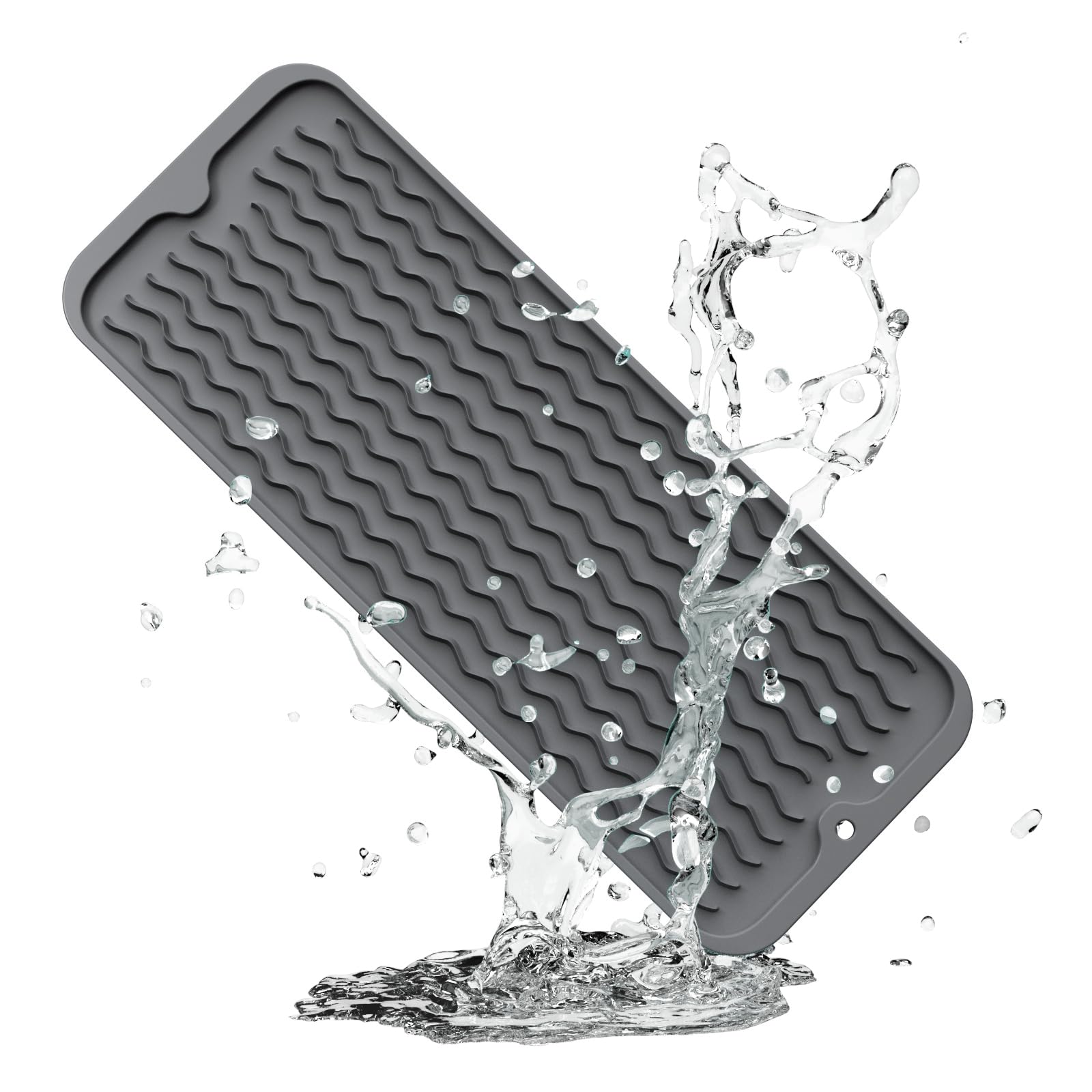 ZLR Silicone Dish Drying Mat & Heat Resistant Trivet (12" x 16") - Waterproof Counter Protector for Air Fryer, Coffee Maker - Non-Slip, BPA Free Kitchen Pad, Easy Clean Dishwasher Safe (Green)