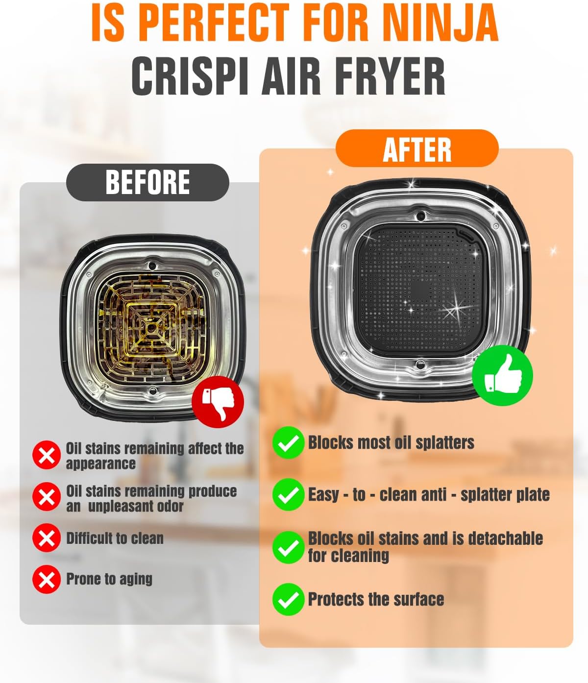 2 PCS Air Fryer Trivets Silicone and Splatter Shield for Ninja Crispi,Heat Resistant Mat for Air Fryer for Air Fryer Accessories,for Ninja Combi Accessories Kitchen Air Fryer Trivet(Dark Blue&Black)