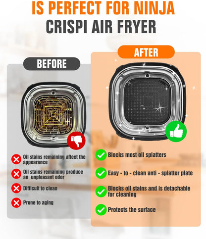 2 PCS Air Fryer Trivets Silicone and Splatter Shield for Ninja Crispi,Heat Resistant Mat for Air Fryer for Air Fryer Accessories,for Ninja Combi Accessories Kitchen Air Fryer Trivet(Dark Blue&Black)