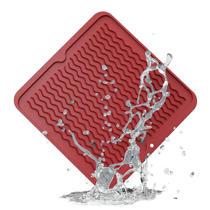 ZLR Silicone Dish Drying Mat & Heat Resistant Trivet (12" x 16") - Waterproof Counter Protector for Air Fryer, Coffee Maker - Non-Slip, BPA Free Kitchen Pad, Easy Clean Dishwasher Safe (Green)