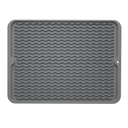 ZLR Silicone Dish Drying Mat & Heat Resistant Trivet (12" x 16") - Waterproof Counter Protector for Air Fryer, Coffee Maker - Non-Slip, BPA Free Kitchen Pad, Easy Clean Dishwasher Safe (Green)