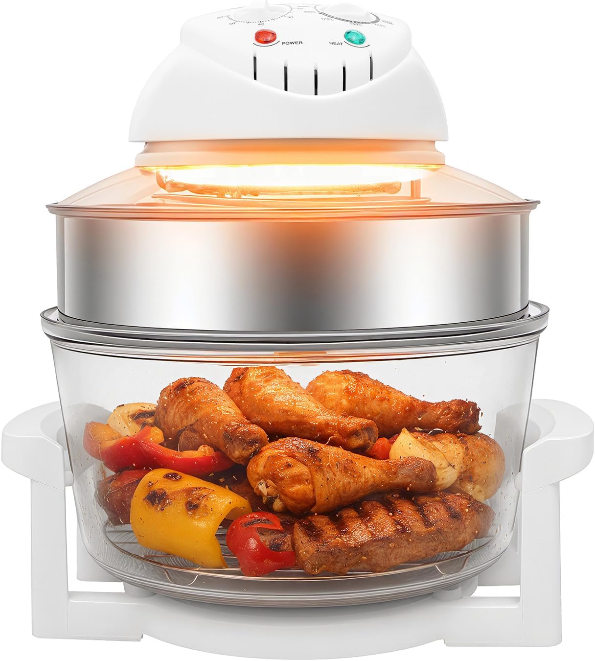 18 Quart Air Fryer with Expansion Ring, 1400W Halogen Convection Oven, Glass Air Fryer Non Toxic Extra Large, Timer & Temp Control, for Healthy Meals French Fries Cooking