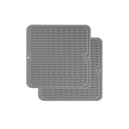 ZLR Silicone Dish Drying Mat & Heat Resistant Trivet (12" x 16") - Waterproof Counter Protector for Air Fryer, Coffee Maker - Non-Slip, BPA Free Kitchen Pad, Easy Clean Dishwasher Safe (Green)
