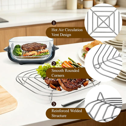 2pcs Crisper Rack for Ninja Crispi Air Fryer Fit for FN101 Ninja Crispi Accessories Air Fryer Replacement Parts AS101 Food Grade Stainless Steel