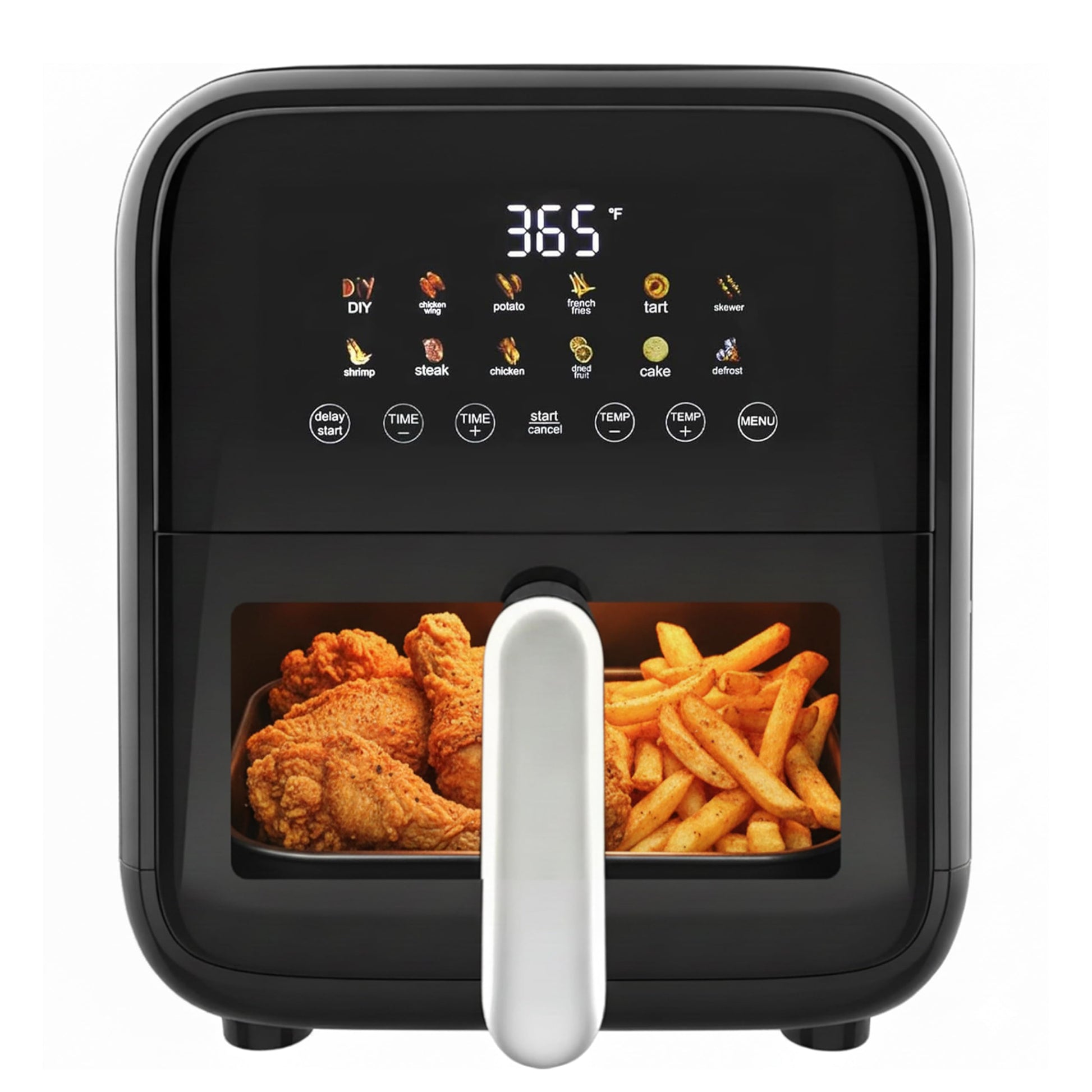 HealSmart 10-in-1 Glass Air Fryer, 4.7QT Non-Toxic Healthy Air Fryer with Rapid Air Crisping Technology, Versatile Functions for Bake, Roast, Dehydrate & Reheat, Nonstick & Dishwasher Safe Design