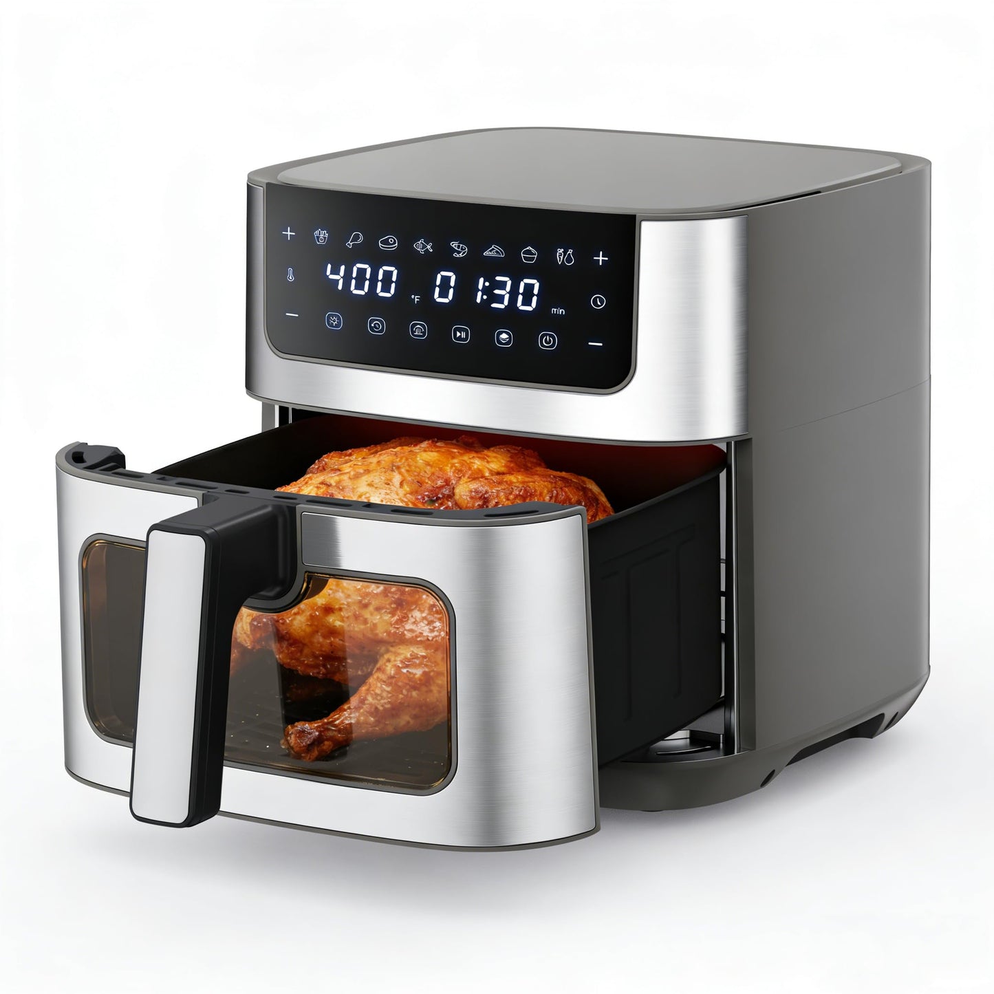 HealSmart 10-in-1 Glass Air Fryer, 4.7QT Non-Toxic Healthy Air Fryer with Rapid Air Crisping Technology, Versatile Functions for Bake, Roast, Dehydrate & Reheat, Nonstick & Dishwasher Safe Design
