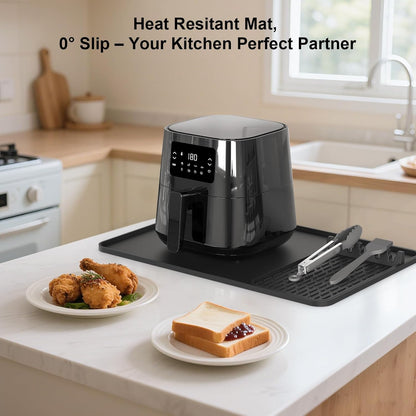 Silicone Heat Resistant Mats for Countertop,24x16 Inch Air Fryer Mat with Kitchen Accessories Holder Pad for Microwave/Oven,Compatible with Ninja/Cosori/Chefman/Toshiba,Kitchen Countertop Protector