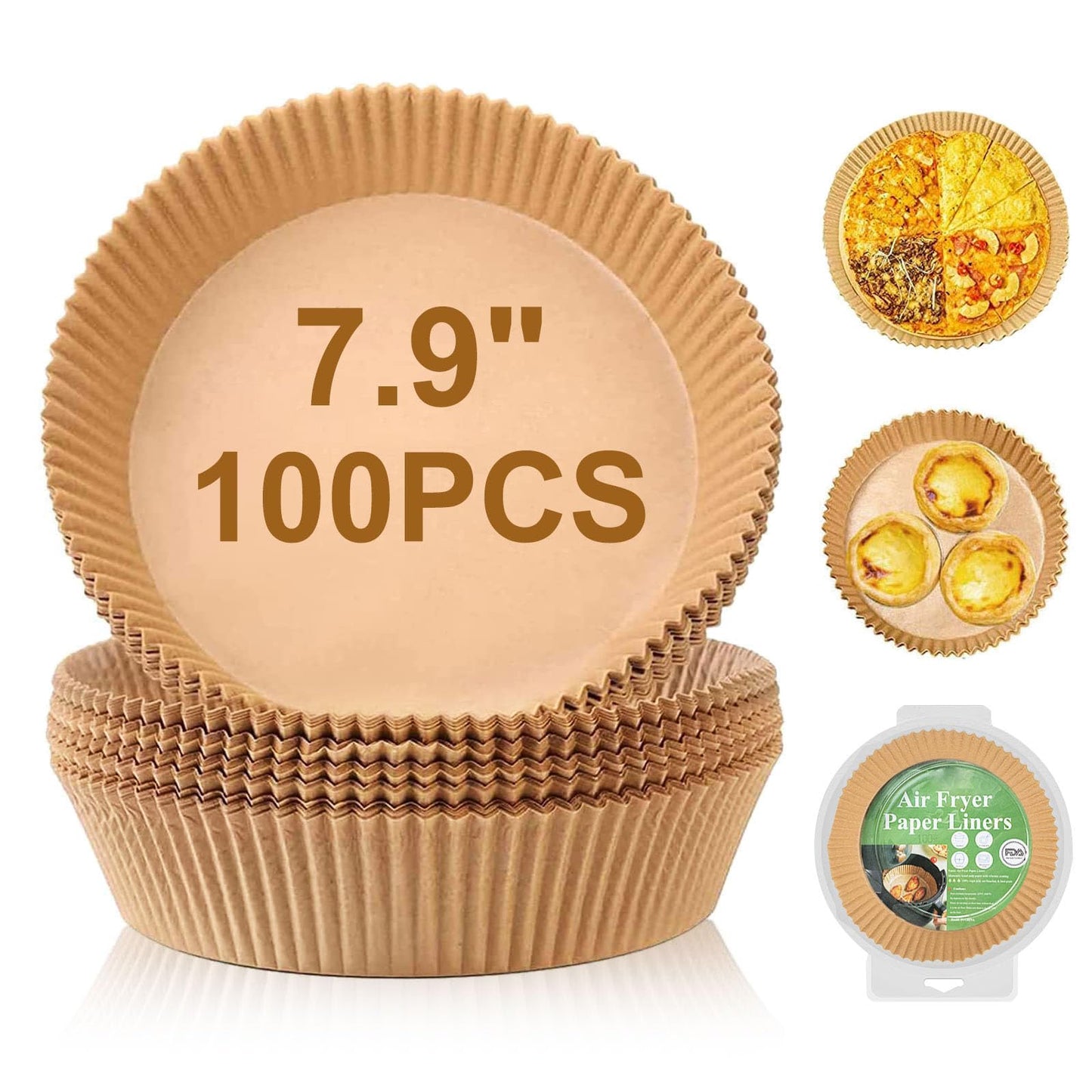 Air Fryer Liners Disposable Paper,100Pcs Parchment Paper Liners,Non Stick Airfryer Paper Liners,Food Grade Air Fryer Accessories WaterProof OilProof for Microwave Oven Steamer 7.9inch Square